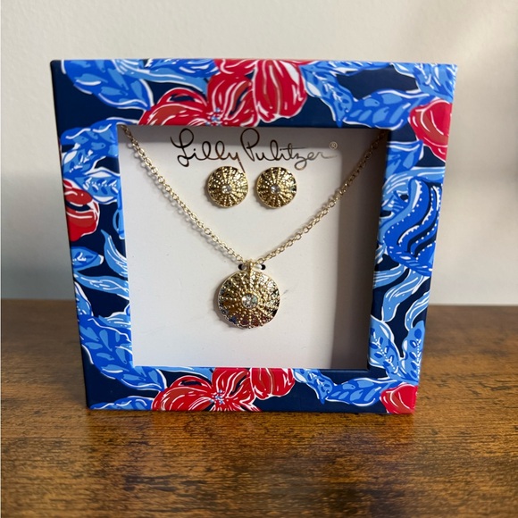 Lilly Pulitzer Gold tone Earring and Necklace Set - Picture 1 of 3